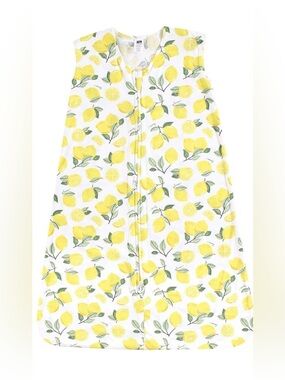 Sleeveless Lemon Print Kids One-Piece Sleep Sack - White & Yellow